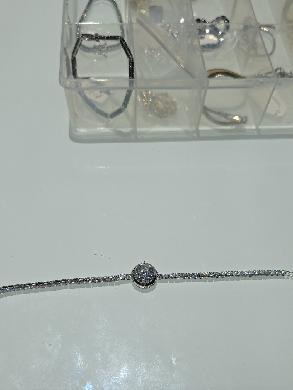 Classic Silver 10 Carat Moissanite  Tennis Bracelet - Silver